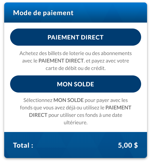 Une capture d’écran du bouton de paiement direct disponible au moment de payer