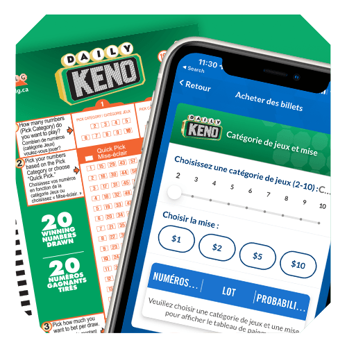 Les zones de sélection pour les versions en magasin et sur OLG.ca de DAILY KENO